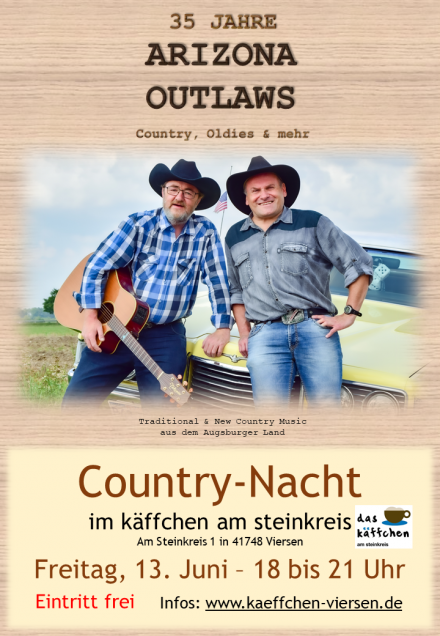 Arizona Outlaes spielen am 13.6. ab 18 Uhr im käffchen am steinkreis