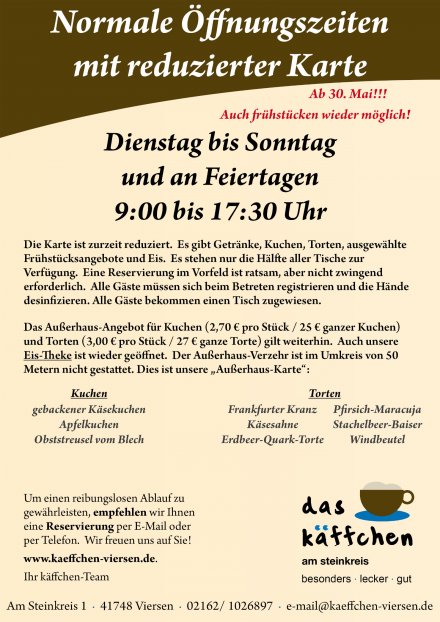 Plakat zu den Normalen Öffnungszeiten als PDF